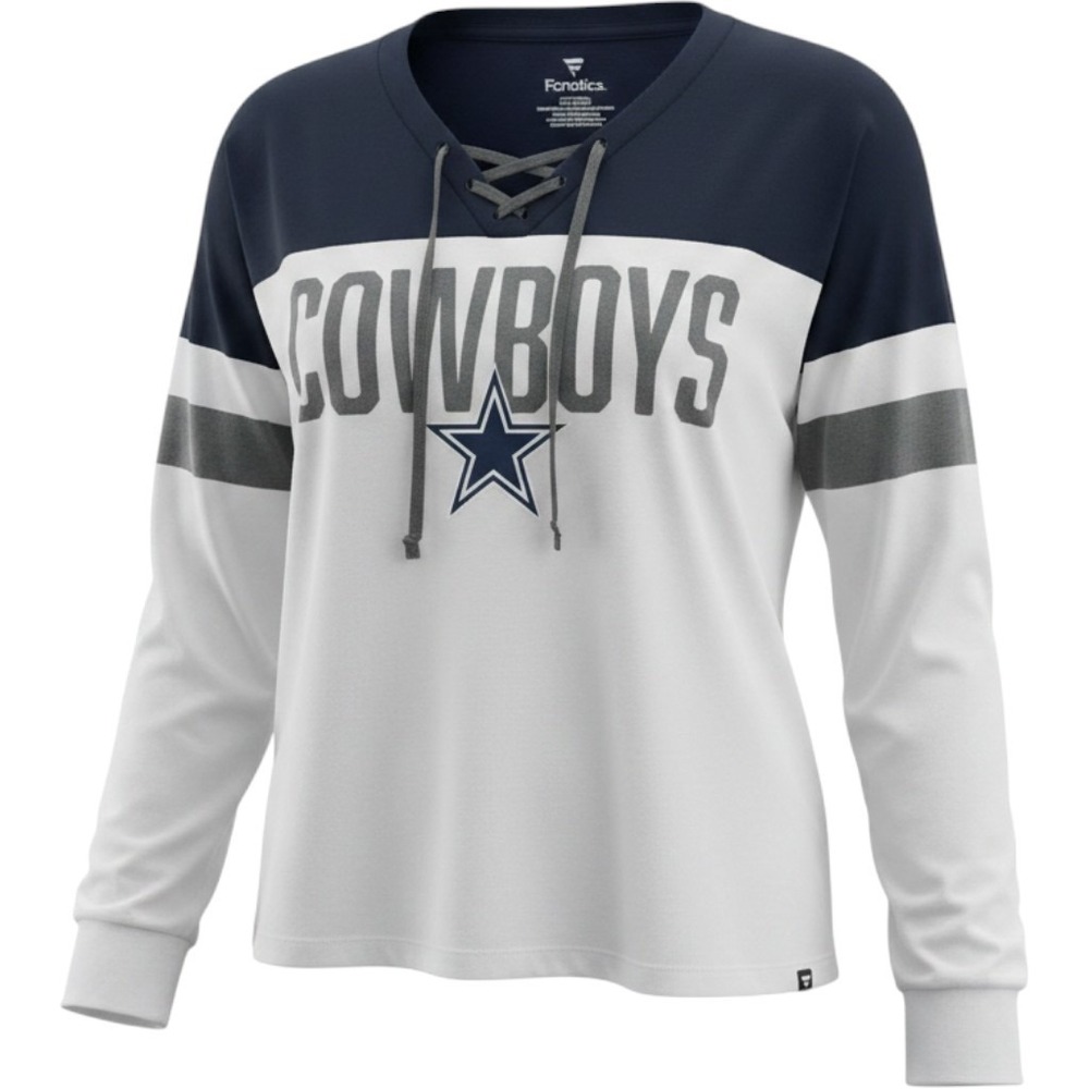 Dallas Cowboys Fanatics Womens XL Long Sleeve Crop Top Glitter Lace Up White